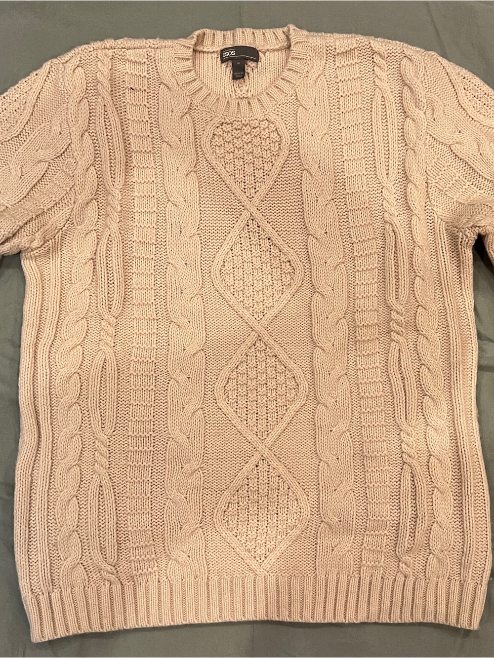 ASOS Cream Cable Knit Crewneck Sweater
